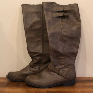 JustFab Wide-calf Cassilda Boot in Taupe